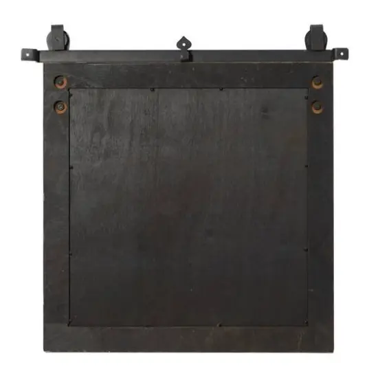 Brown Industrial Wood Wall Mirror {6}