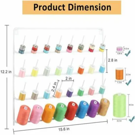 HAITARL&reg; White 32-Spool Wall-Mounted Sewing Thread Rack {3}