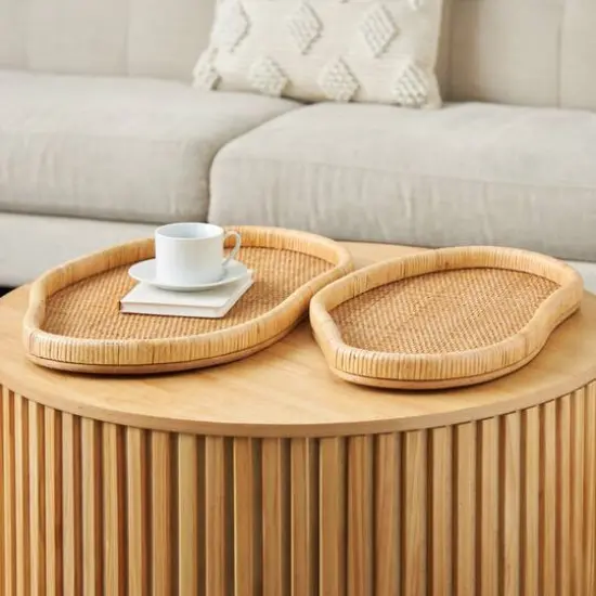 Brown Rattan Handmade Woven Living Room D&eacute;cor Tray Set {3}