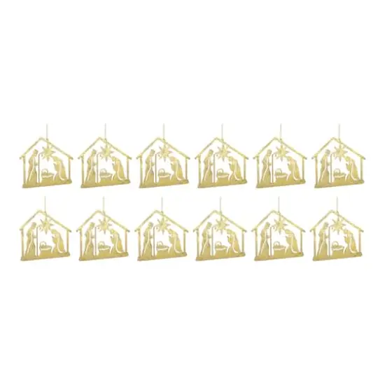 12ct. 4.25" Metal Holy Family Cut Out Ornament Set {5}