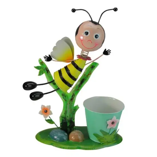 17" Bee Flying Over Flowers Spring Outdoor Planter {1}