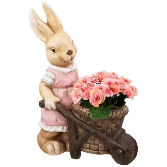 18.75" Girl Rabbit Outdoor Easter Garden Planter {4}