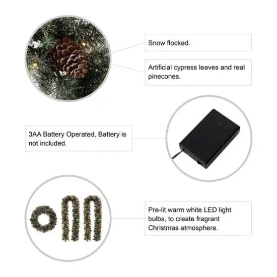 Glitzhome&reg; 24" Pre-Lit Glittered Pinecone Christmas Wreath & Matched 9ft. Garlands Set {9}