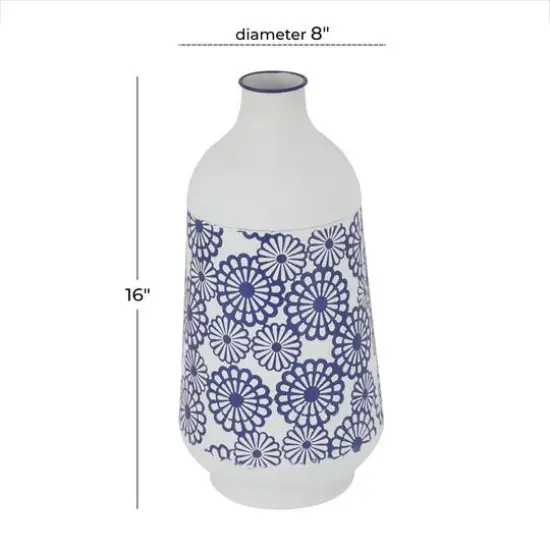 White Iron French Country Vase, 16" x 8" x 8" {7}