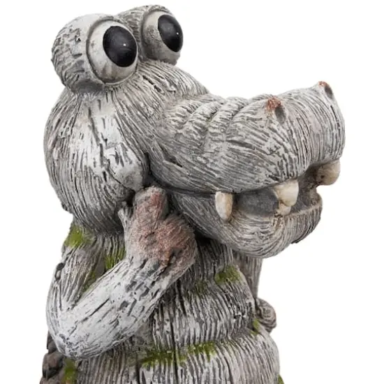 13.25" Posing Crocodile Outdoor Garden Statue {7}