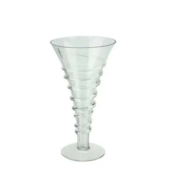 15.75" Clear Transparent Spiral Glass Trumpet Vase {1}
