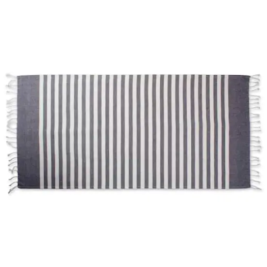 DII&reg; Striped Fouta Towel with Fringe Black {5}