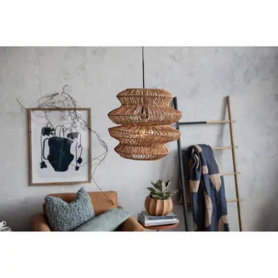 Hello Honey® 16" Boho Natural Woven Rattan Sculptural Pendant Light {11}