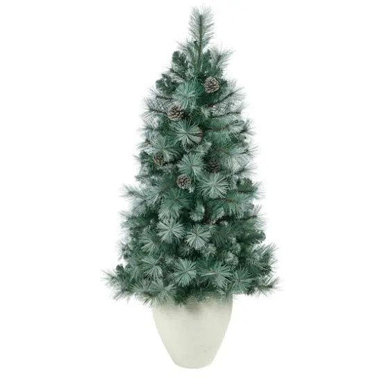 4ft. Pre-Lit Frosted Tip British Columbia Mountain Pine Artificial Christmas Tree with Pinecones, Clear Lights {4}