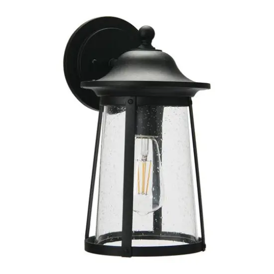 Hello Honey&reg; Robert Stevenson Lighting Portside Matte Black Metal & Seedy Glass Outdoor Light {8}