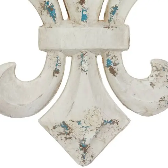 White Metal Vintage Fleur de Lis Wall Decoration {3}
