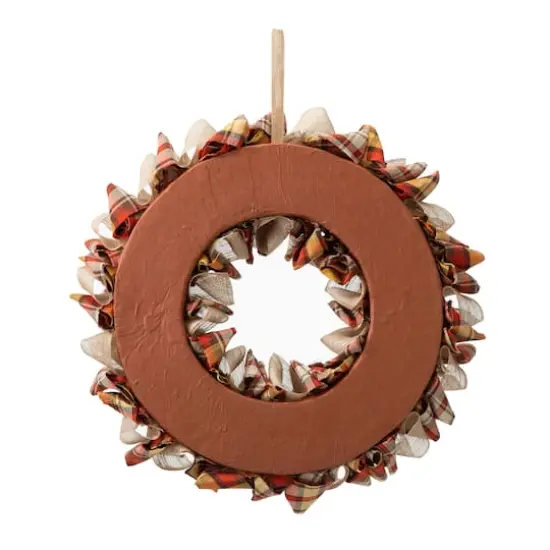 Glitzhome&reg; 18.5" Fall Plaid Fabric Wreath {13}
