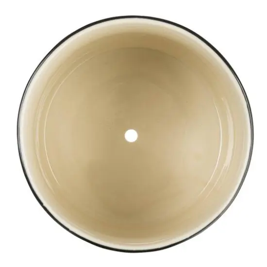 Hello Honey&reg; 7" Black and Ivory Textured Stoneware Planter with Polka Dots and Saucer {3}