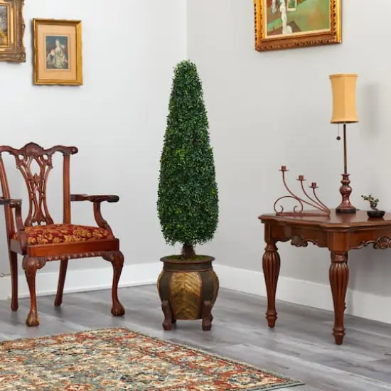 5ft. Boxwood Topiary in Decorative Planter {5}