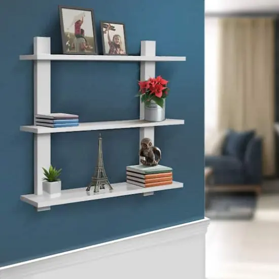 Sorbus 23.6" Triple Tier Floating Shelf White {5}