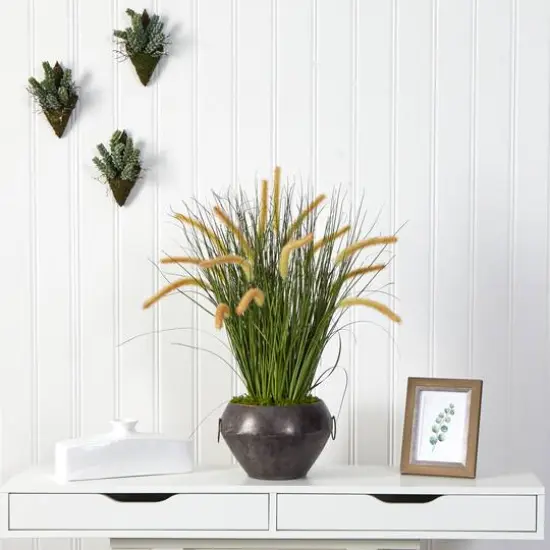 2.5ft. Onion Grass Plant in Metal Planter {4}