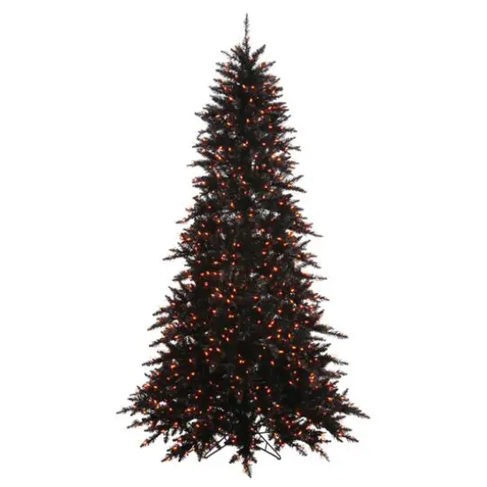 3ft. Pre-Lit Black Fir Artificial Christmas Tree, Orange Incandescent Lights {1}