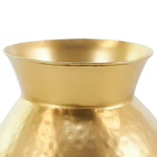 11.5" Hammered Gold Metal Vase {4}