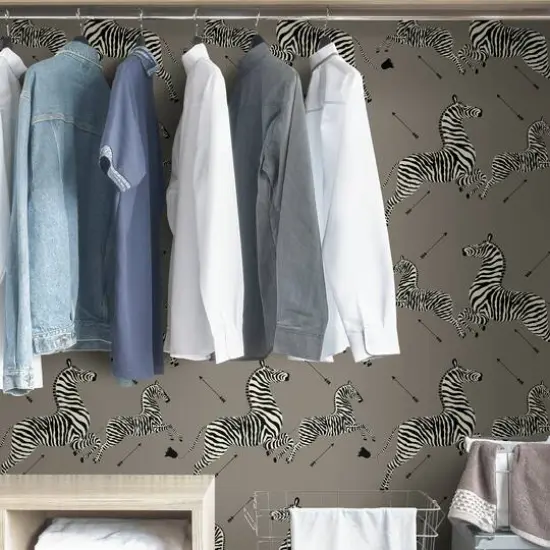 Scalamandre Gray Zebra Safari Peel & Stick Wallpaper {6}
