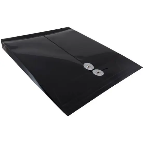 JAM Paper Letter Size Plastic Envelopes with Button & String Tie Closure, 12ct. Black {6}