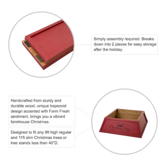 Glitzhome&reg; 32" Red Trapezoid Farm Fresh Christmas Tree Collar {6}