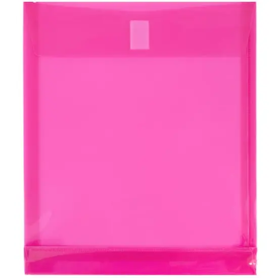 JAM Paper VELCRO&reg; Closure 9.75" x 11.75" Expandable Open End Envelopes, 12ct. Fuchsia {1}