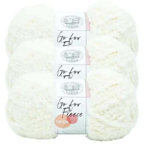 3 Pack Lion Brand&reg; Go For Fleece Sherpa Yarn Cream {1}