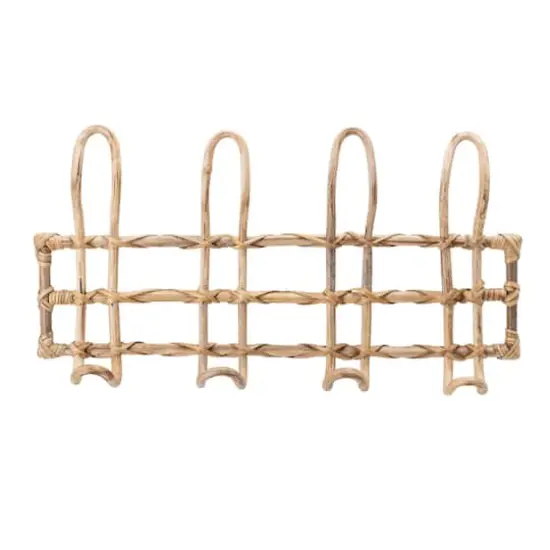 Hello Honey&reg; Beige Rattan Wall Hanger with 4 Hooks {5}