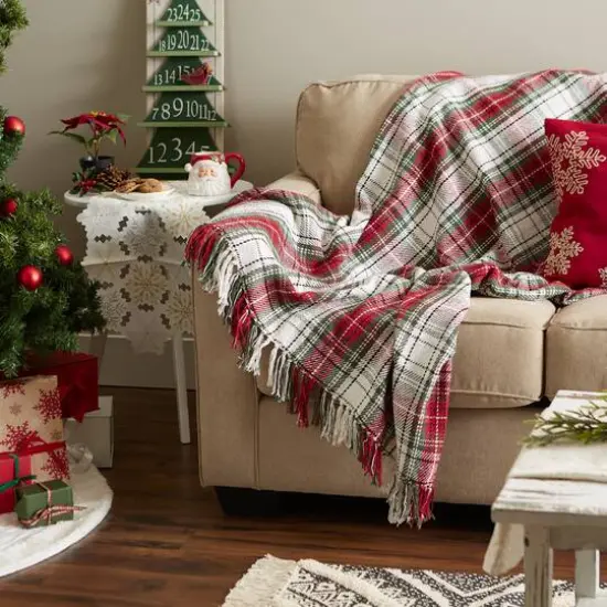 DII&reg; Christmas Plaid Recycled Cotton Throw {5}