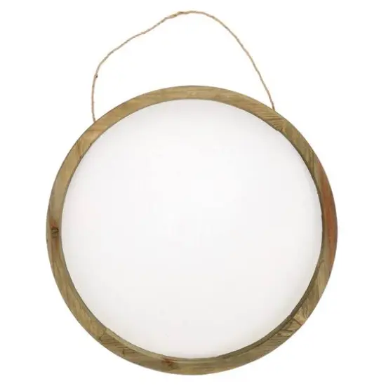 Hampton Art&trade; White Rustic 16" Framed Round Wood Sign {4}