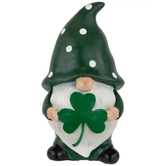 7.75" Shamrock Gnome St. Patrick's Day Outdoor Garden Statue {1}