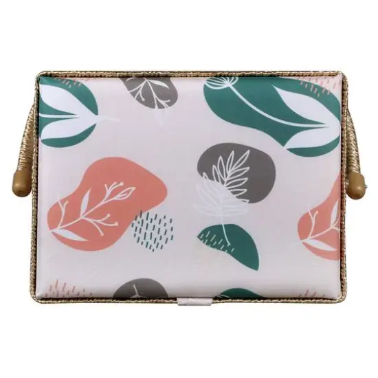 SINGER&reg; Large Tan Organic Print Sewing Basket with Sewing Scissors & Notions {7}