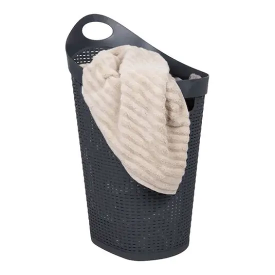 Mind Reader 60L Wheeled Hamper with Cutout Handle Gray {9}