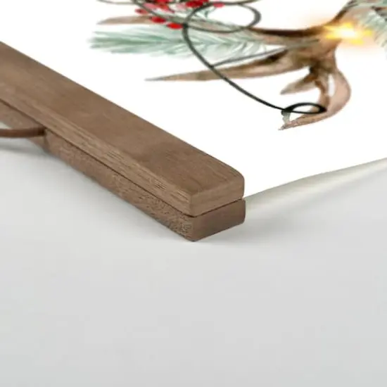 Watercolor Holiday Deer Teak Hanging Canvas {3}