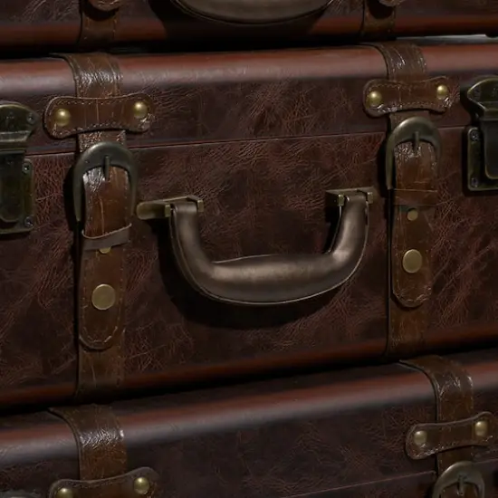 Brown Faux Leather Vintage Trunks, 3ct. {3}