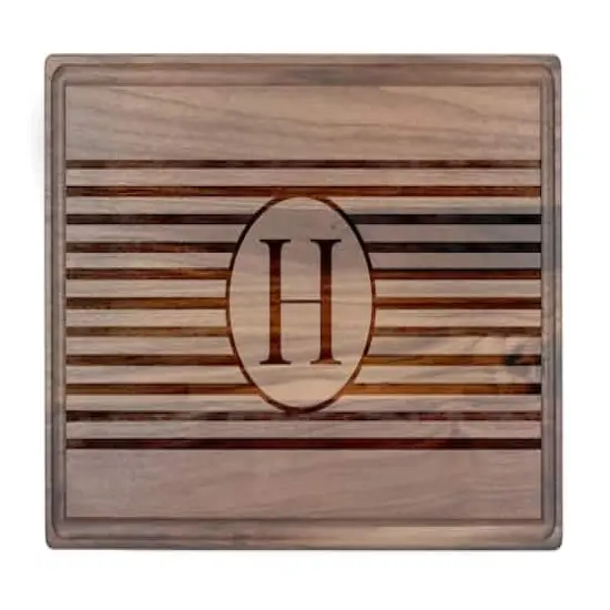Stripe Monogram Walnut Cutting Board H {1}
