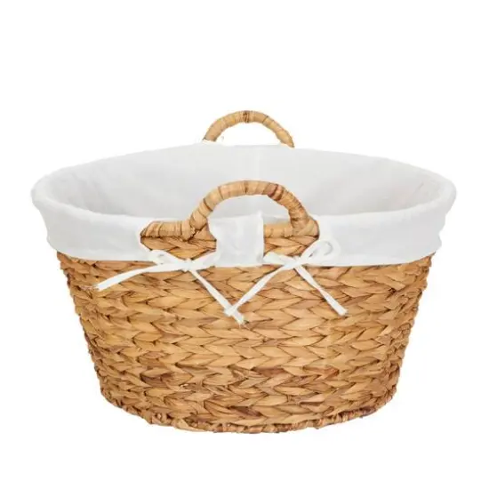 Household Essentials 12.5" Round Wicker Laundry Basket with Handles Natural {10}