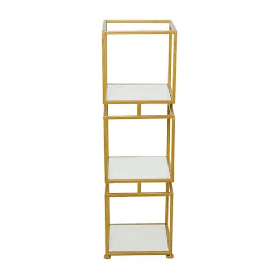 Gold Marble Glam Shelving Unit, 39" x 12" x 12" {5}
