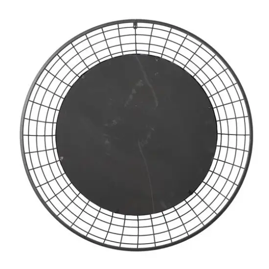 36" Black Industrial Metal Round Wall Mirror {6}