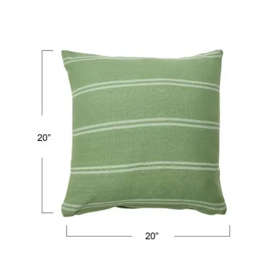 Hello Honey&reg; Green Square Interwoven Double-Striped Cotton Pillow Cover {5}