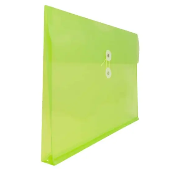 JAM Paper Letter Booklet Plastic Envelopes with Button & String Tie Closure, 12ct. Lime Green {5}