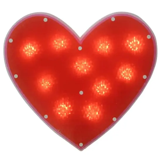 12" Lighted Shimmering Red Heart Window Silhouette Decoration {1}