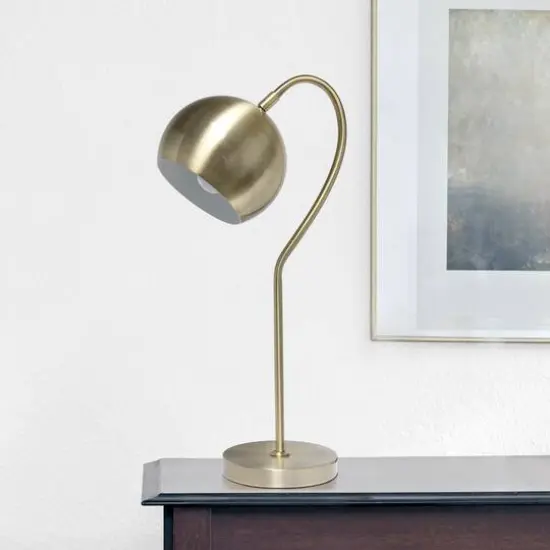 Lalia Home 20" Curved Table Lamp with Dome Shade Antique Brass {5}