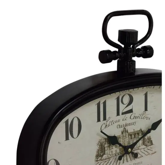 18" Black Metal Vintage Wall Clock {4}