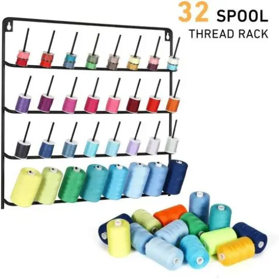 NEX&trade; Black 32-Spool Wall-Mounted Metal Sewing Thread Rack {5}