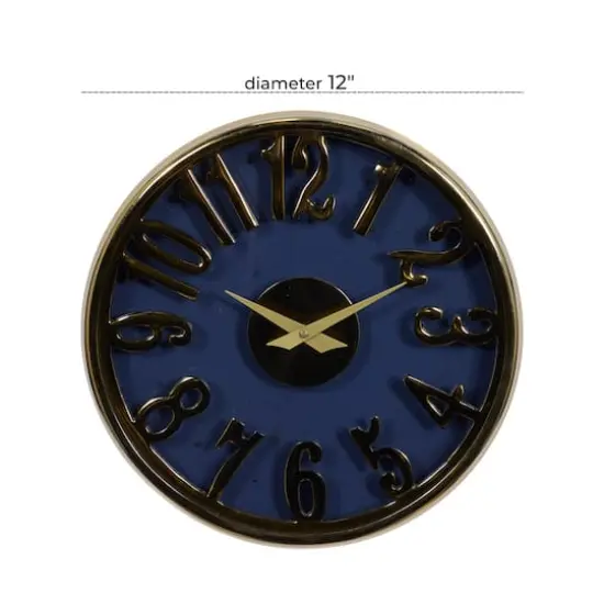 Blue Aluminum Coastal Wall Clock, 12" x 12" x 4" {7}