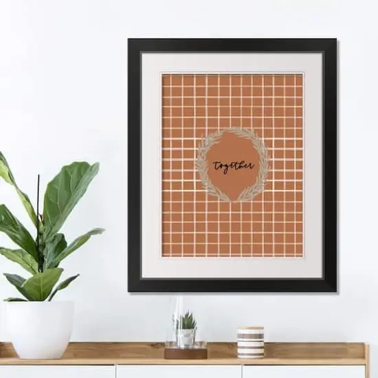 Together Orange Window Pane Black Framed Print Wall Art {3}