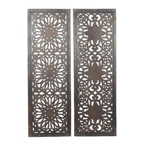 Set of 2 Brown Wood Traditional Wall Decor, 48" x 16" {8}