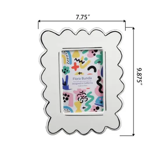 Flora Bunda&reg; 4" x 6" Sand White Wavey with Sideline Ceramic Frame {4}