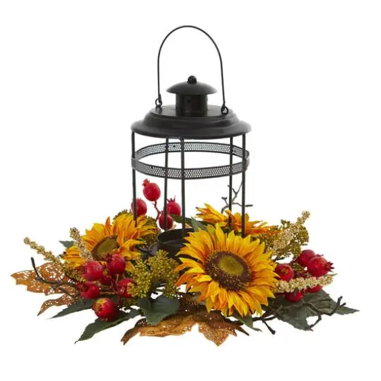 18" Sunflower Berry Candelabrum Centerpiece {1}